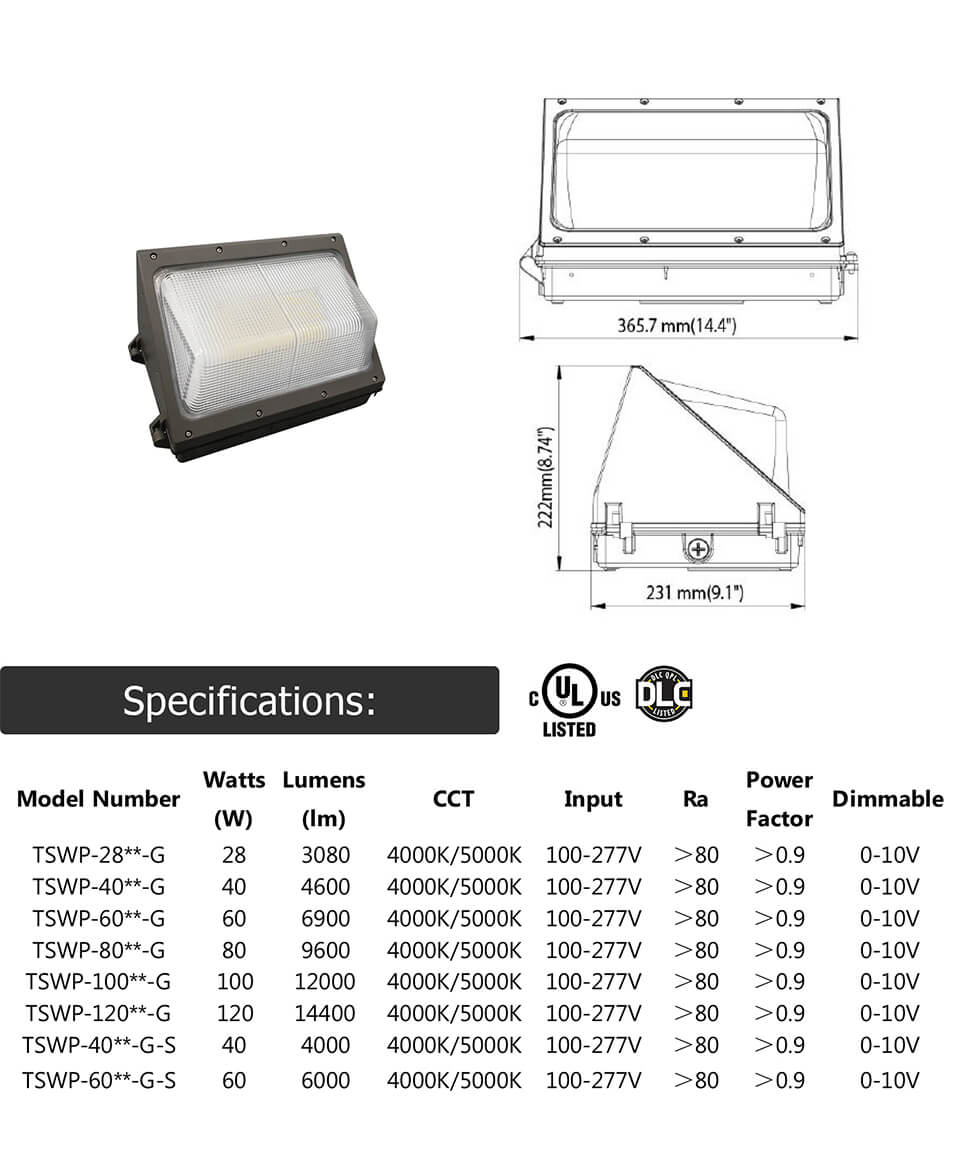 harolux LED glass wallpack DETAIL