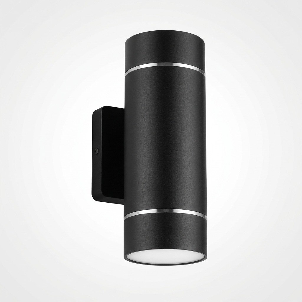 Commercial black cylindrical RGBW LED wall sconce